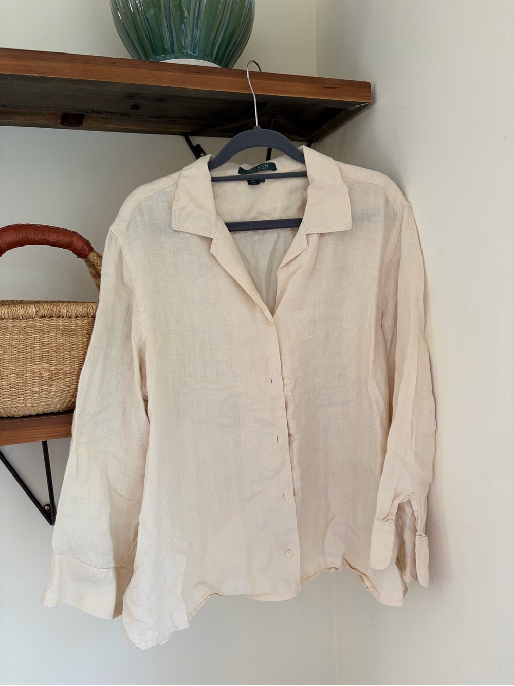 Ralph Lauren Cream Linen Button-Up Shirt